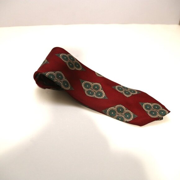 Chaps Ralph Lauren Geometric Multicolor Red Men's Narrow Suit Tie - Picture 2 of 4